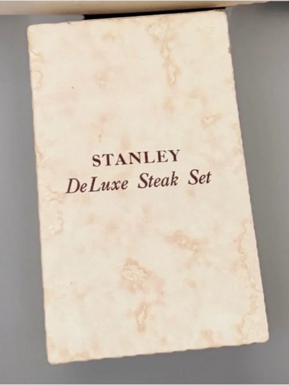 Vintage MCM Stanley Deluxe Steak Knife Set with Atomic Design Lucite Handles NIB